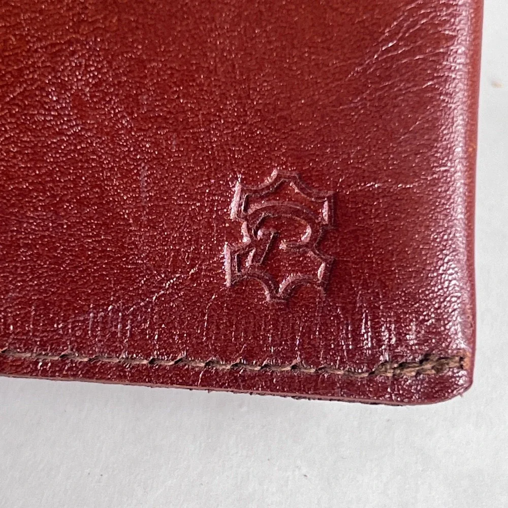 Pearl Bogata Mens Leather Bifold Money Clip Wallet Burgundy Red Brown Slim
